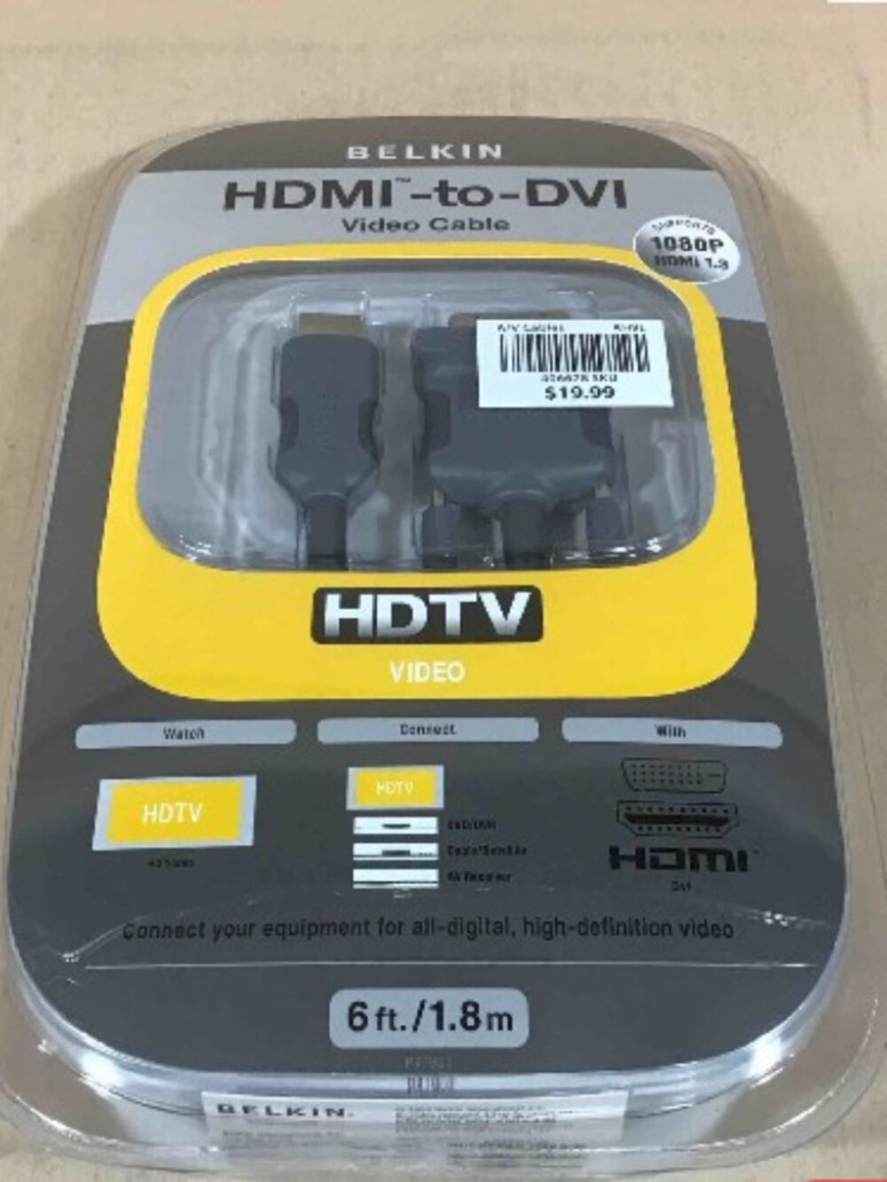 New Belkin HDMi to DVI Video Cable HDTV 6' / 1.8m